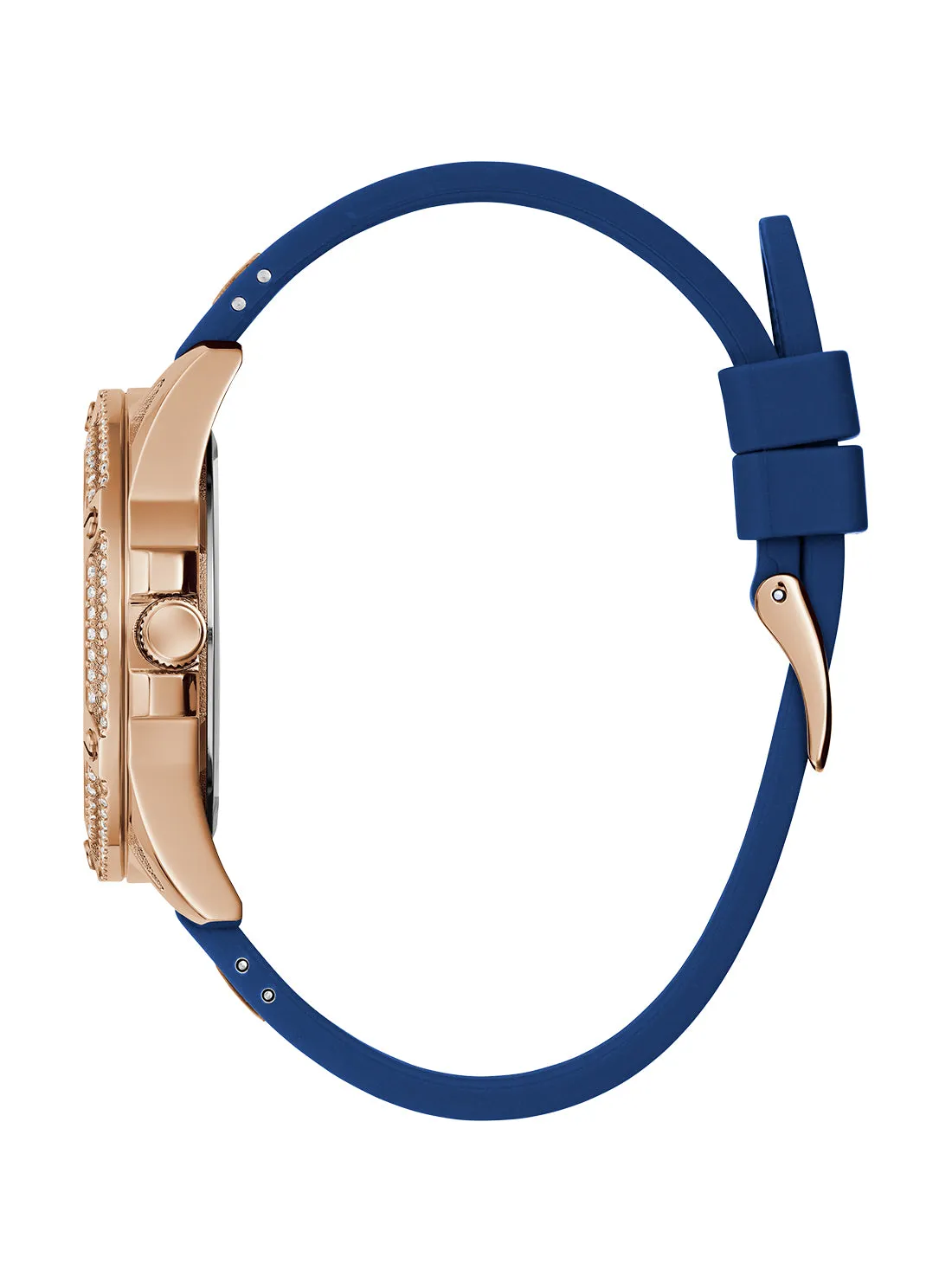 Rose Gold Blue Queen Silicone Watch Guess