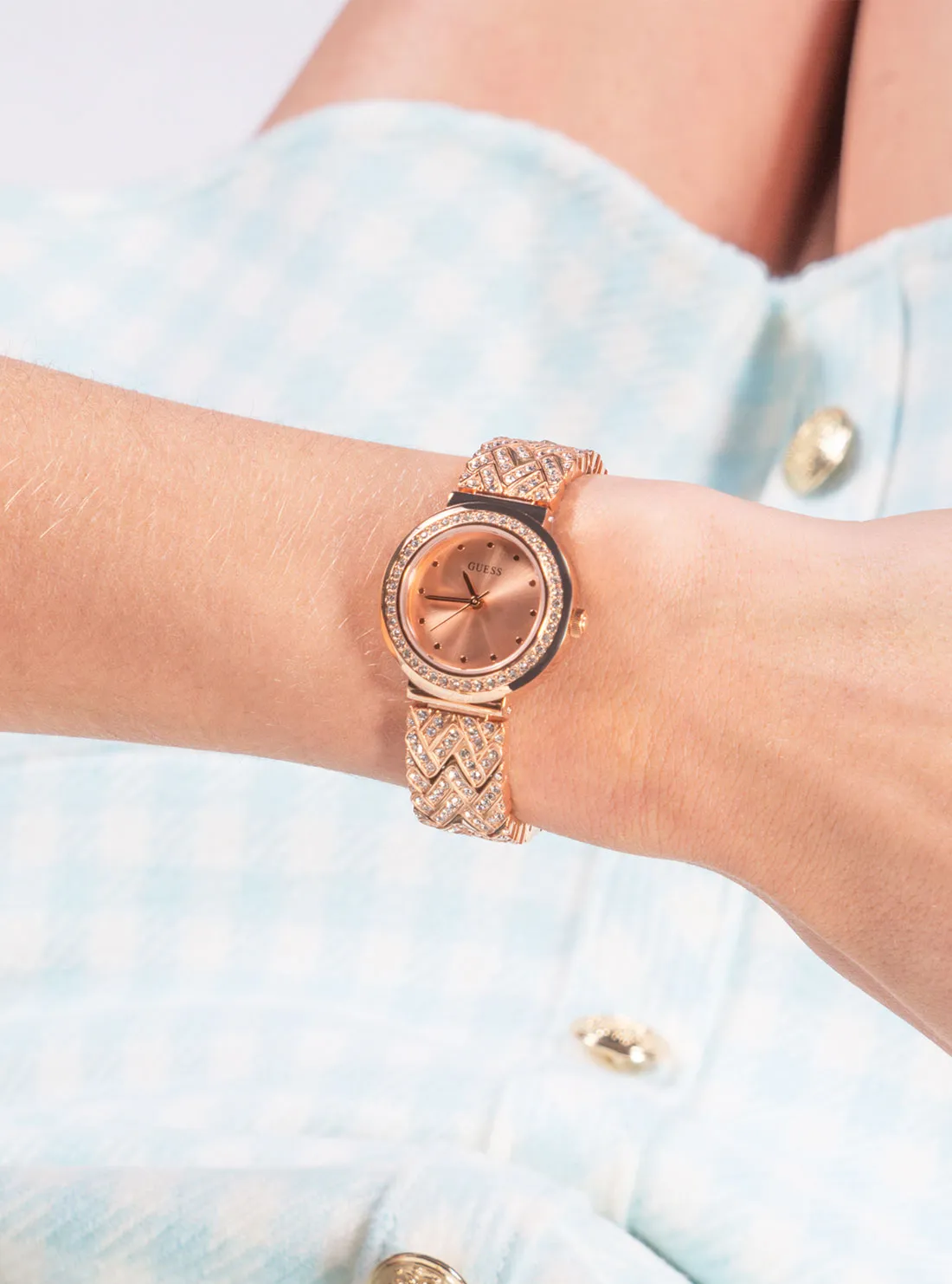 Rose Gold Treasure Crystal Watch Guess
