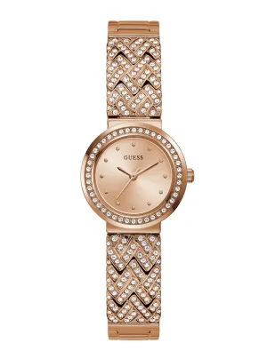 Rose Gold Treasure Crystal Watch Guess