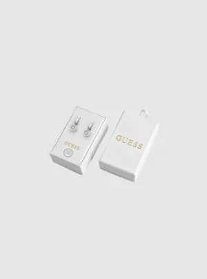 Silver Circle Logo Earrings Guess
