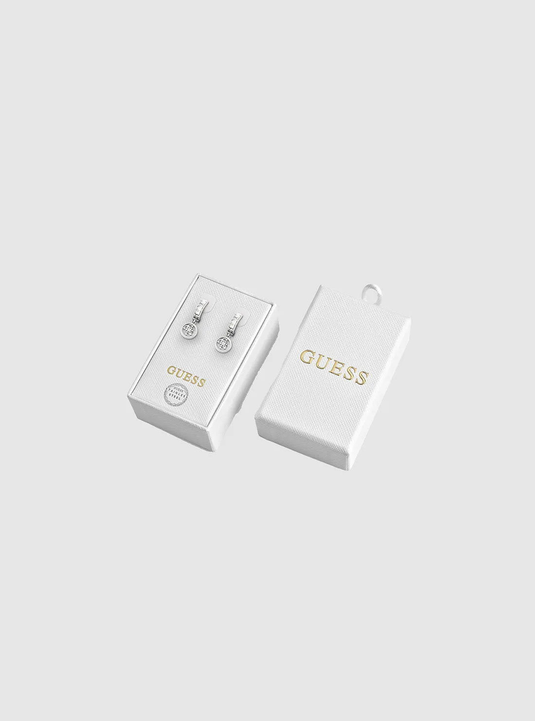 Silver Circle Logo Earrings Guess
