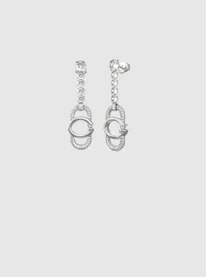 Silver G Logo Crystals Tennis Earrings Guess
