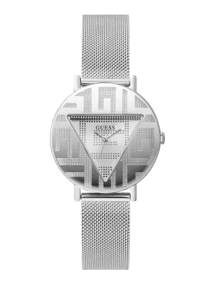 Silver Iconic Logo Mesh Watch Guess