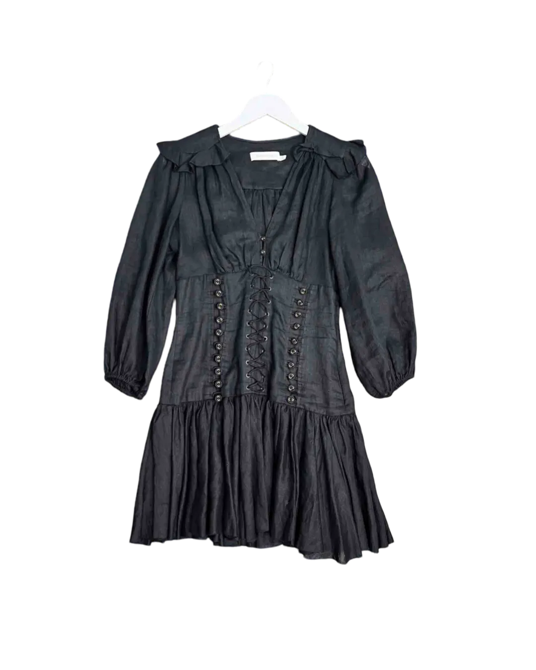 Size 10/12 | Zimmermann Black Linen Mini Dress