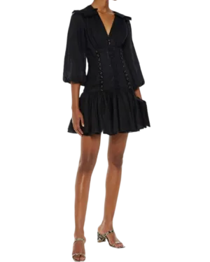 Size 10/12 | Zimmermann Black Linen Mini Dress