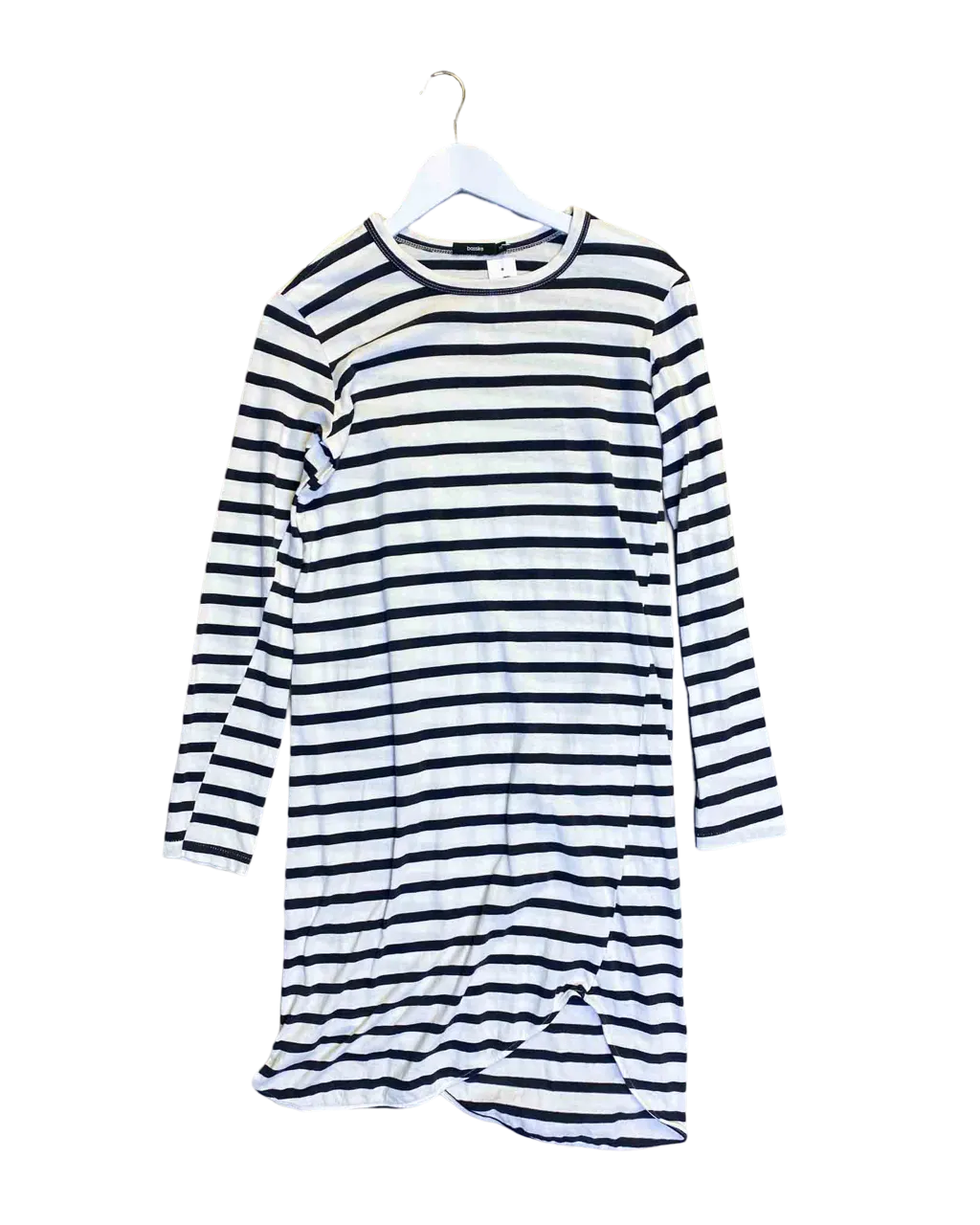 Size XS | Bassike Organic Cotton Striped Long Sleeve Dress