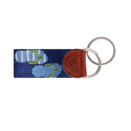 Smathers and Branson Flip Flops Needlepoint Key Fob - Classic Navy