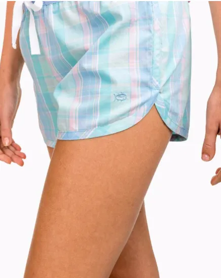 Southern Tide Club Habana Plaid Lounge Short - Aqua Sky