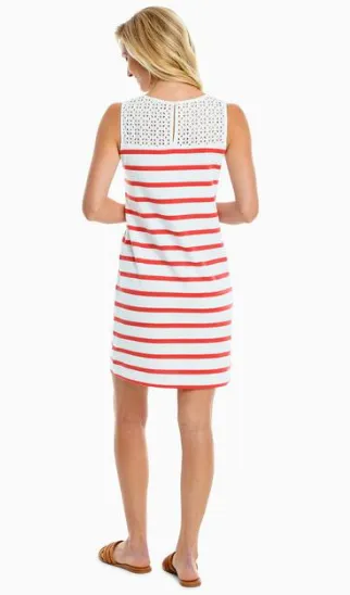 Southern Tide Elina Striped Sleeveless Dress - Watermelon
