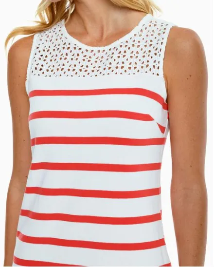 Southern Tide Elina Striped Sleeveless Dress - Watermelon