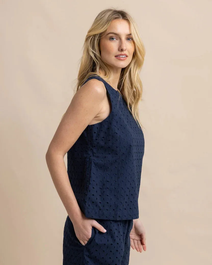 Southern Tide Women's Carissa Eyelet Top - Dress Blue