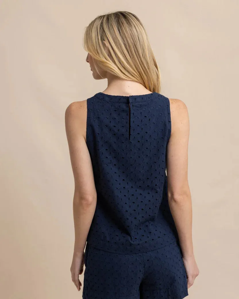 Southern Tide Women's Carissa Eyelet Top - Dress Blue