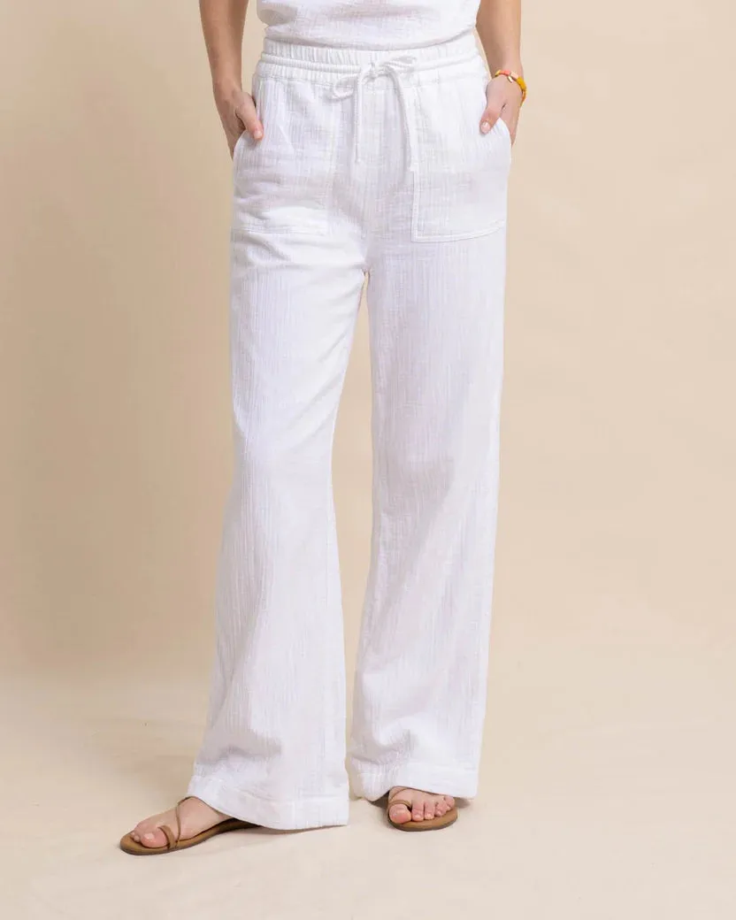 Southern Tide Women's Laken Wide Leg Pant - Classic White