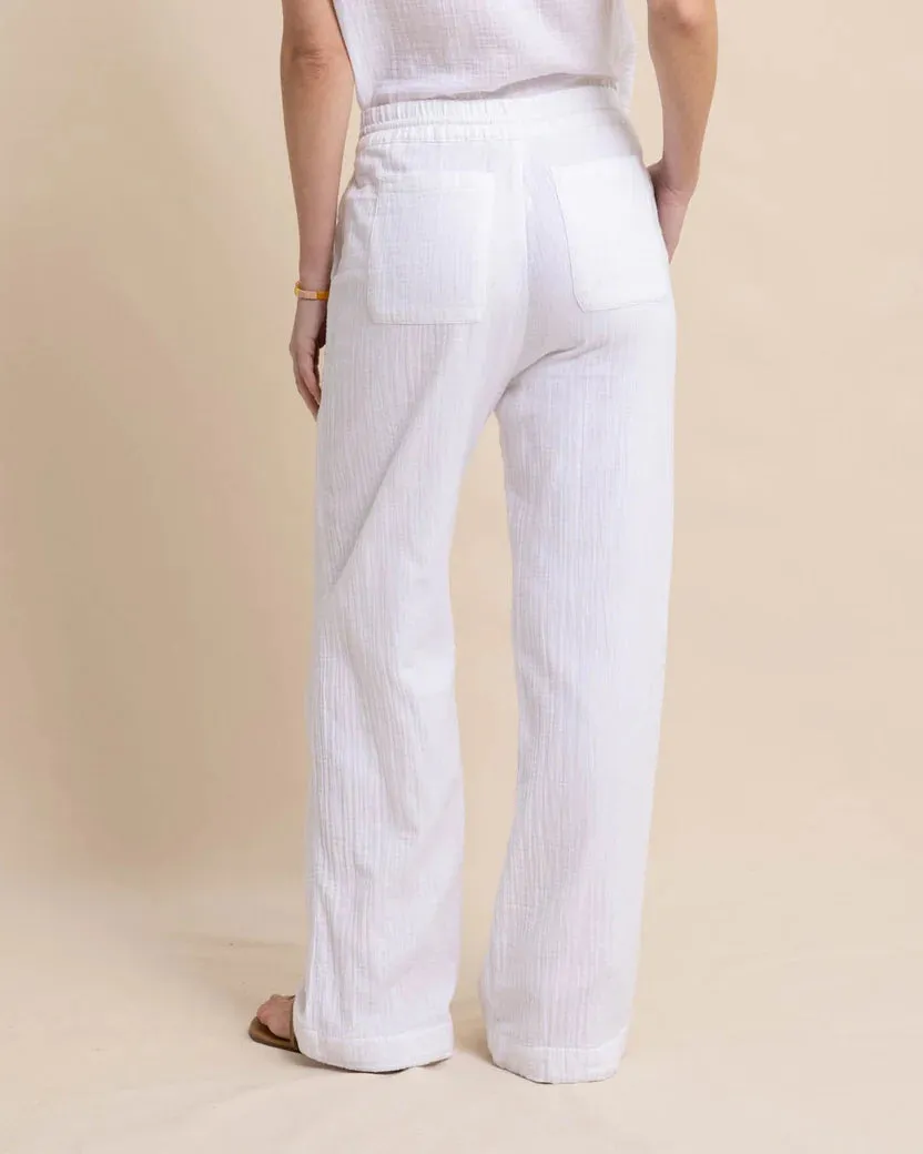 Southern Tide Women's Laken Wide Leg Pant - Classic White