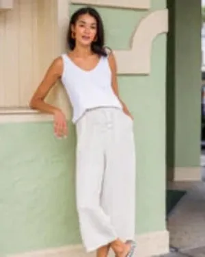 Southern Tide Women's Malisa Wide Leg Crop Linen Pant - Stone
