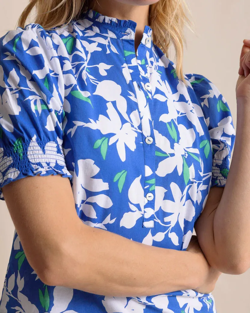 Southern Tide Women's Meadow Blossom Bay Printed Top - Blue Lolite