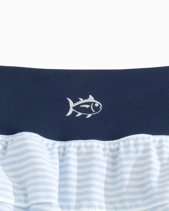 Southern Tide Women's Nonie Striped Athletic Workout Short - Sky Blue