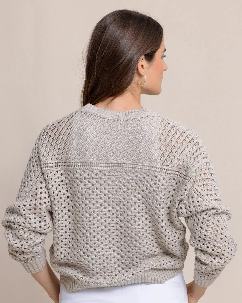 Southern Tide Women's Ophelia Open Stitch Sweater -Driftwood Khaki