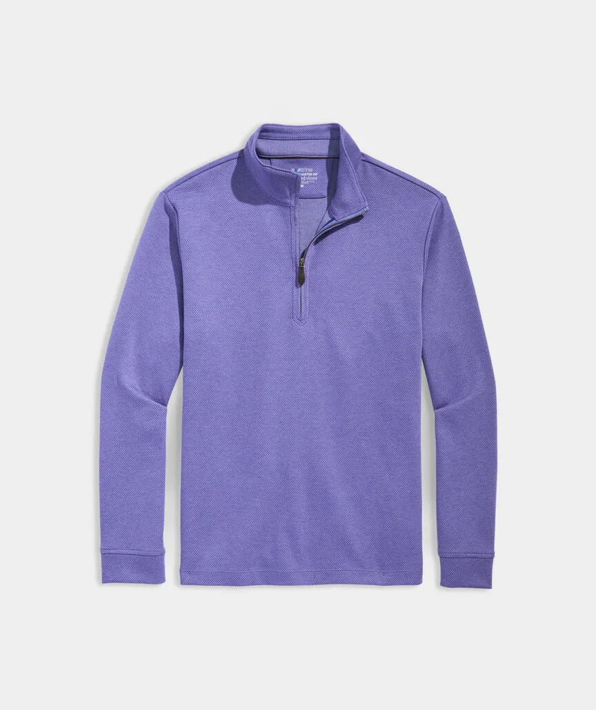 Vineyard Vines Herringbone Bluffs Performance Quarter-Zip - Blue Violet