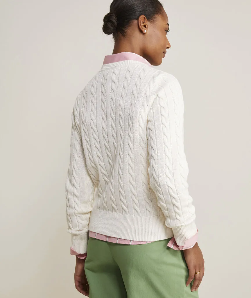 Vineyard Vines Women's Cotton Cable Crewneck Sweater - Marshmallow