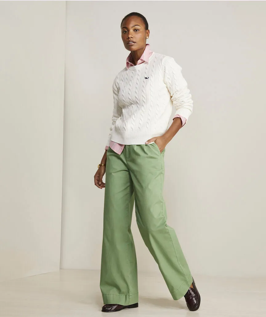 Vineyard Vines Women's Cotton Cable Crewneck Sweater - Marshmallow