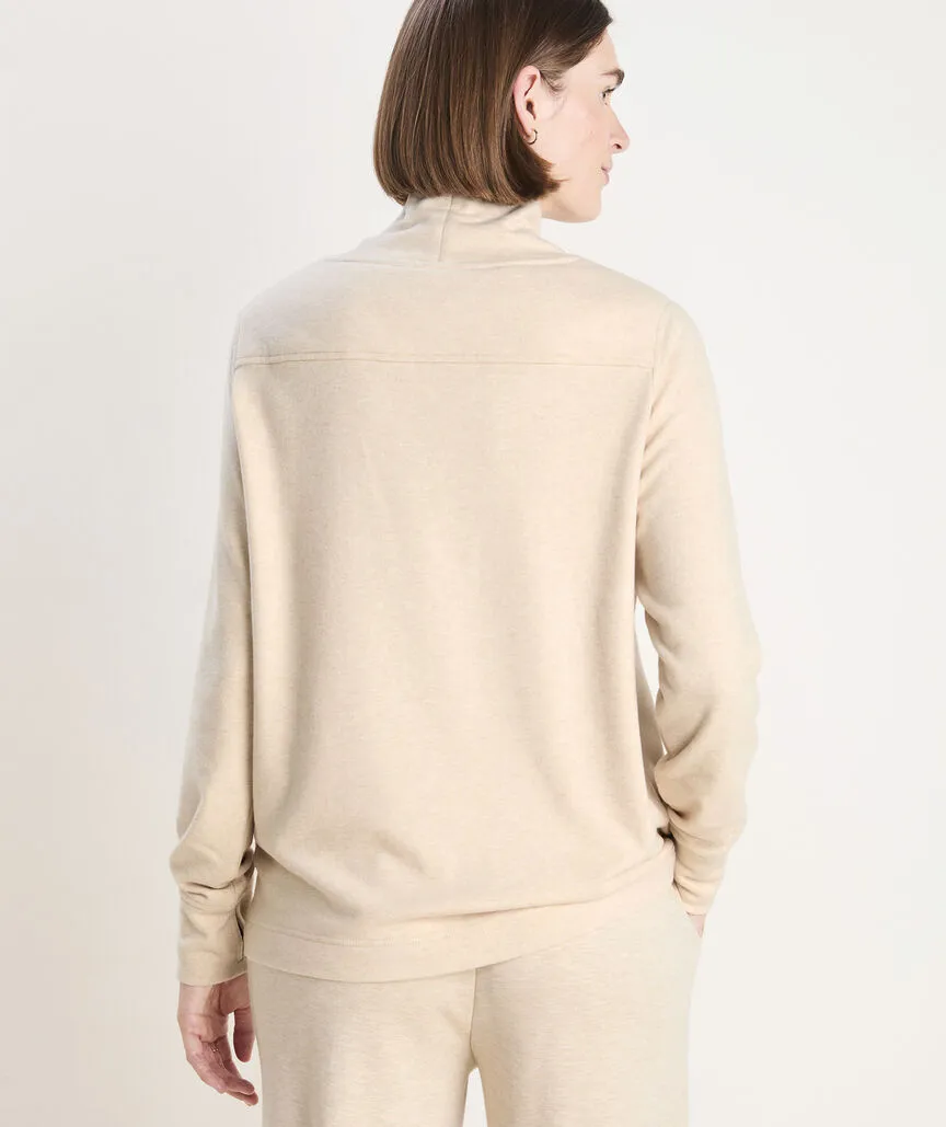 Vineyard Vines Women's Double Brushed Dreamcloth Funnel Neck Pullover - Oatmeal Heather