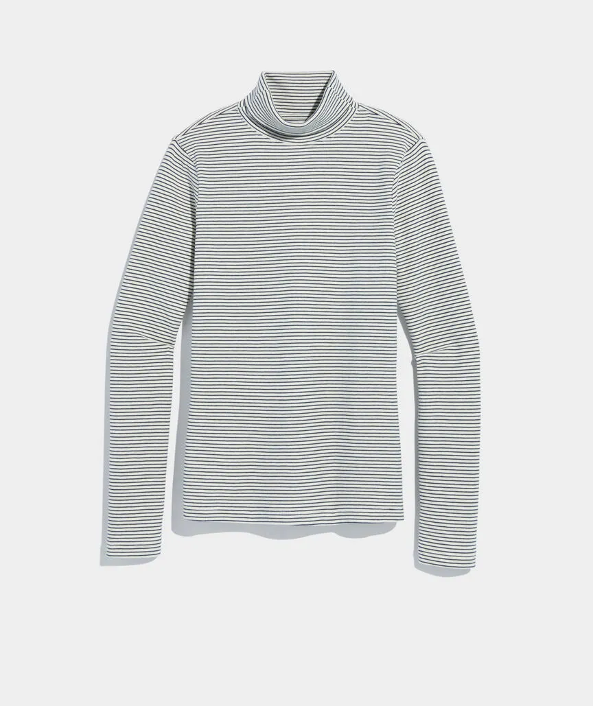 Vineyard Vines Women's Heritage Ribbed Turtleneck - Stripe - Marshmallow