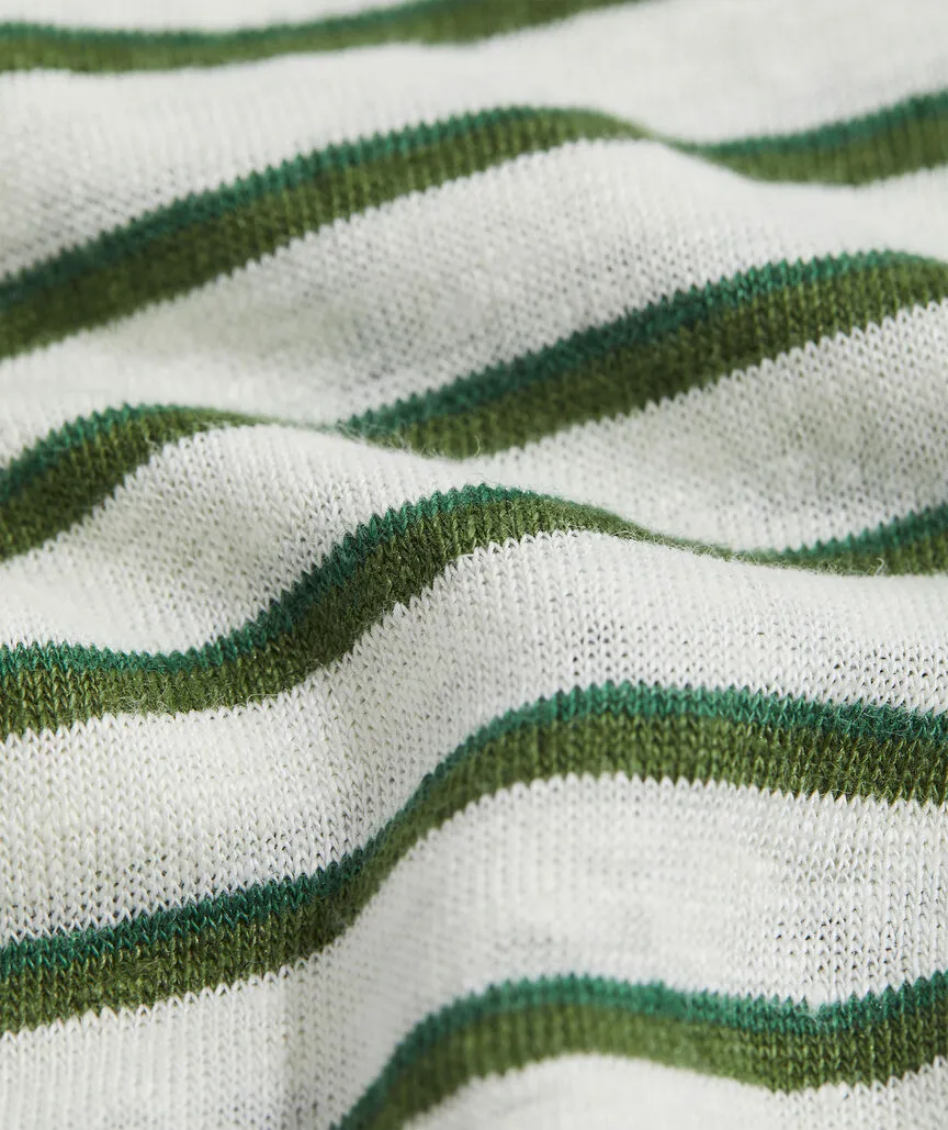 Vineyard Vines Women's Linen V-Neck Tee - DV Stripe - Cypress