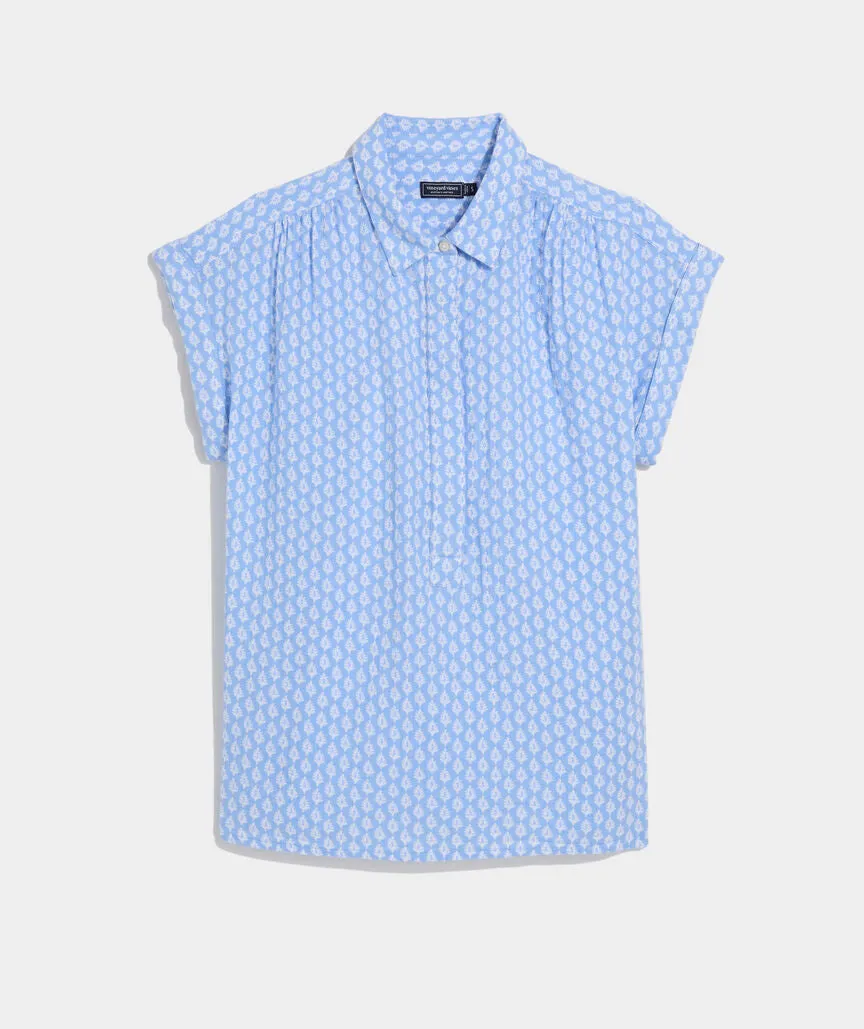 Vineyard Vines Women's Margo Gauze Top - Seaweed Serendipity