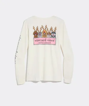 Vineyard Vines Women's Reindeer Pups Logo Box Long-Sleeve Tee - Marshmallow Dog