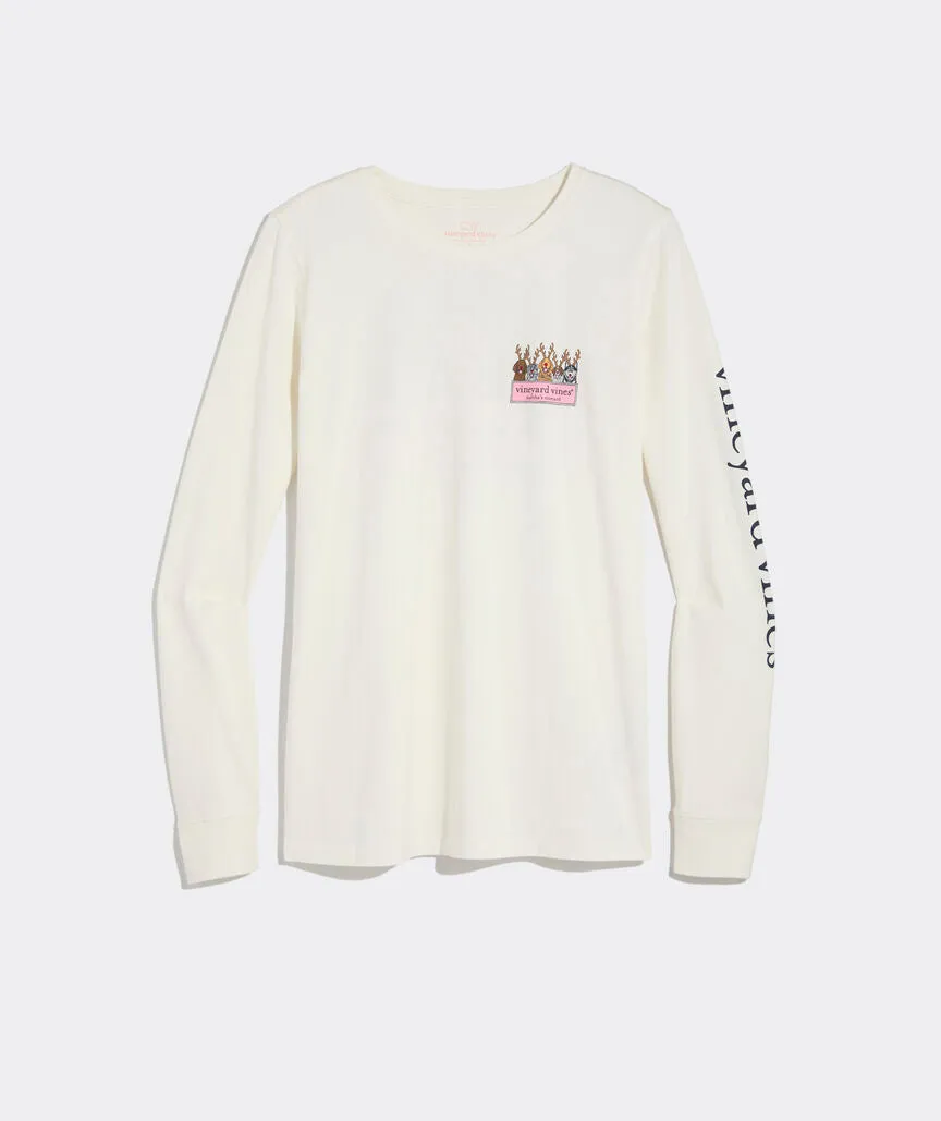 Vineyard Vines Women's Reindeer Pups Logo Box Long-Sleeve Tee - Marshmallow Dog