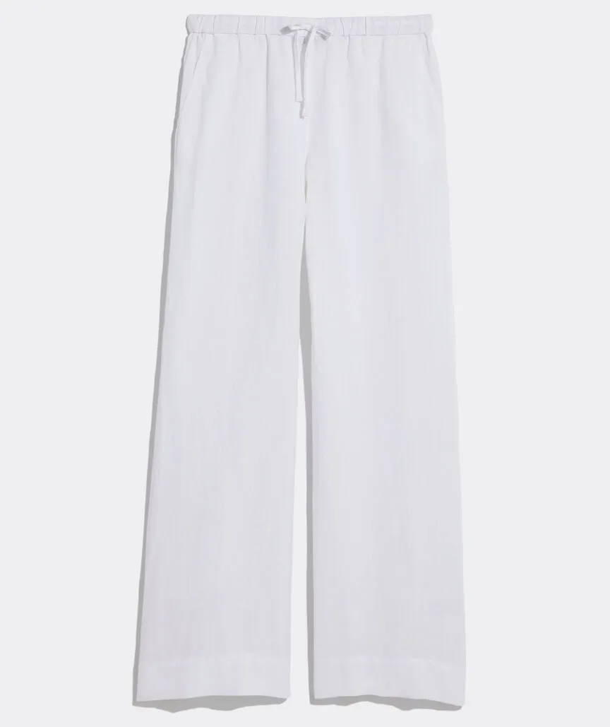 Vineyard Vines Women's Tie-Waist Linen Pants - White Cap