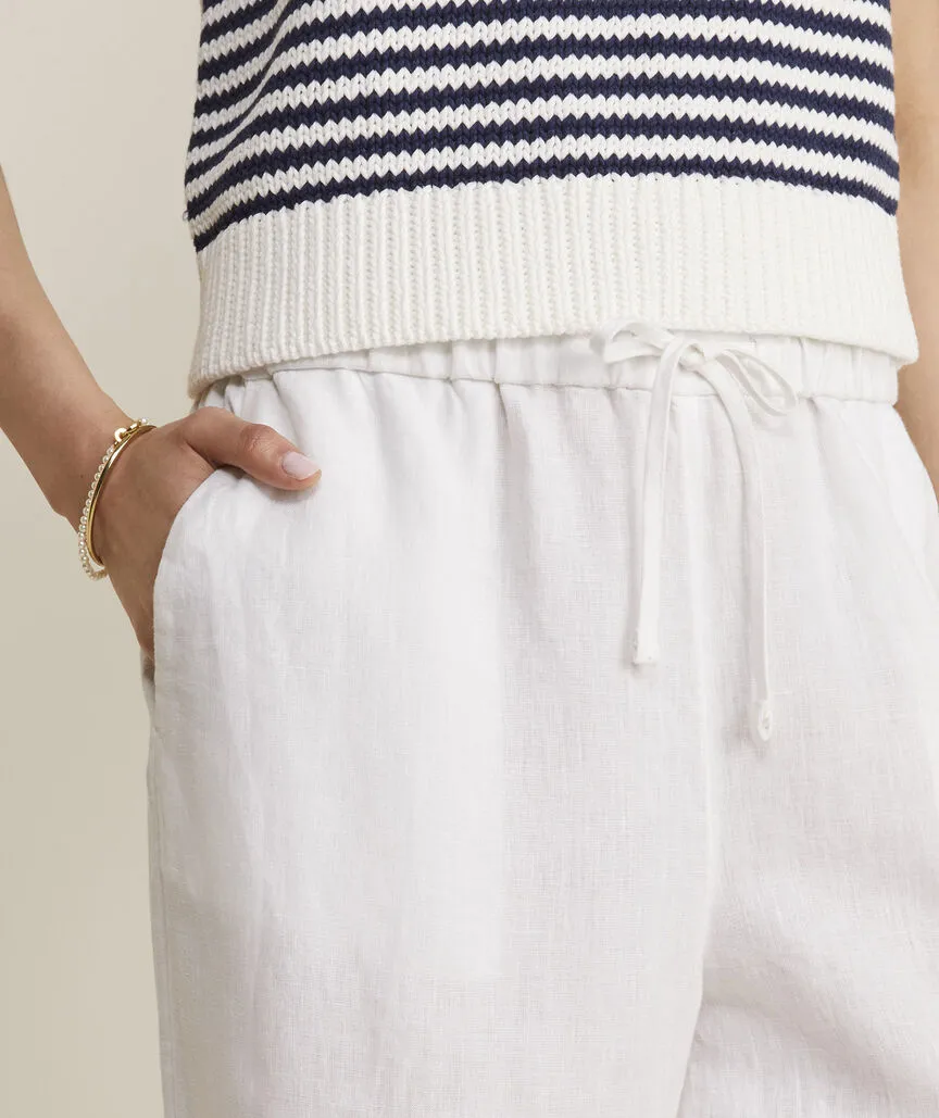 Vineyard Vines Women's Tie-Waist Linen Pants - White Cap
