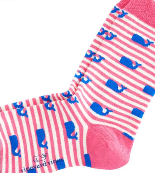 Vineyard Vines Womens Whales & Stripes Socks - Conch