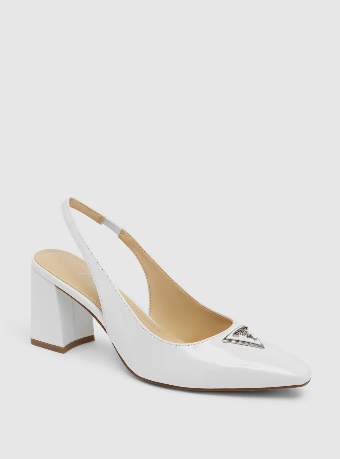 White Valinda Block Heel Guess