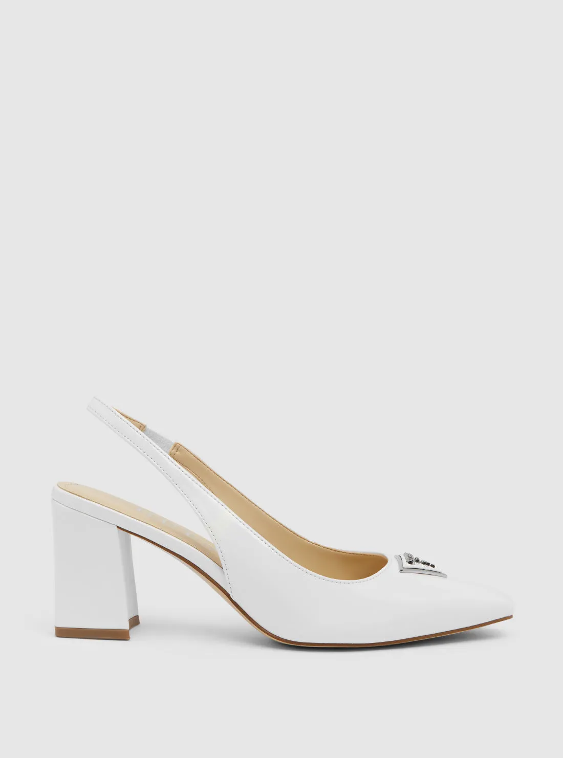 White Valinda Block Heel Guess